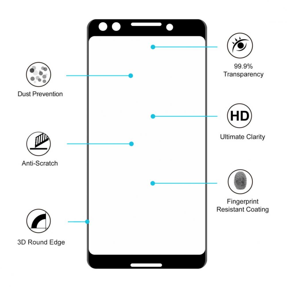 Skärmskydd med Svart ram för Google Pixel 3 av härdat glas