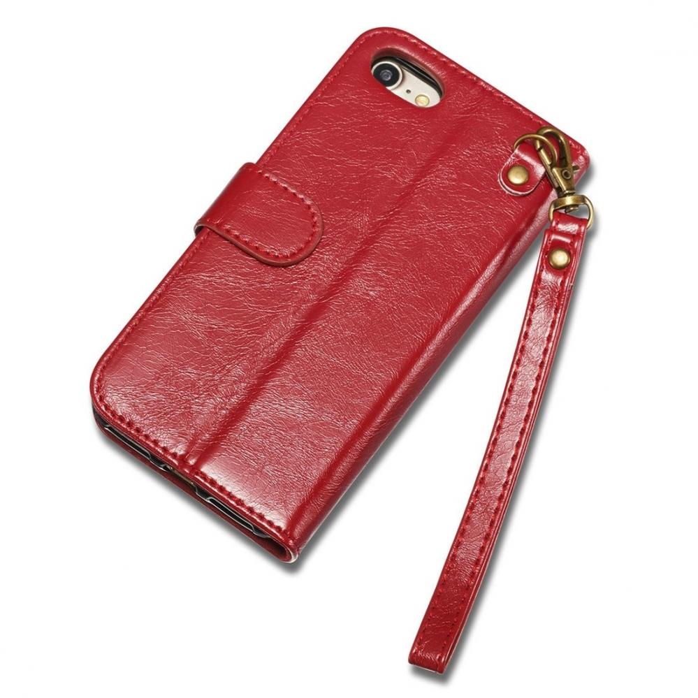  Plånboksfodral med magnetskal äkta läder för iPhone 7/8 - DG.MING