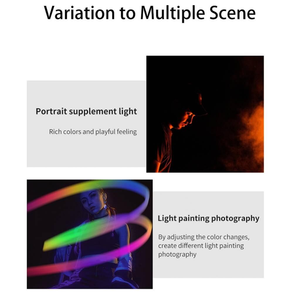VIJIM VL196 RGB LED-panel fotobelysning med raster & diffusor 14.8x7.6x1.6cm