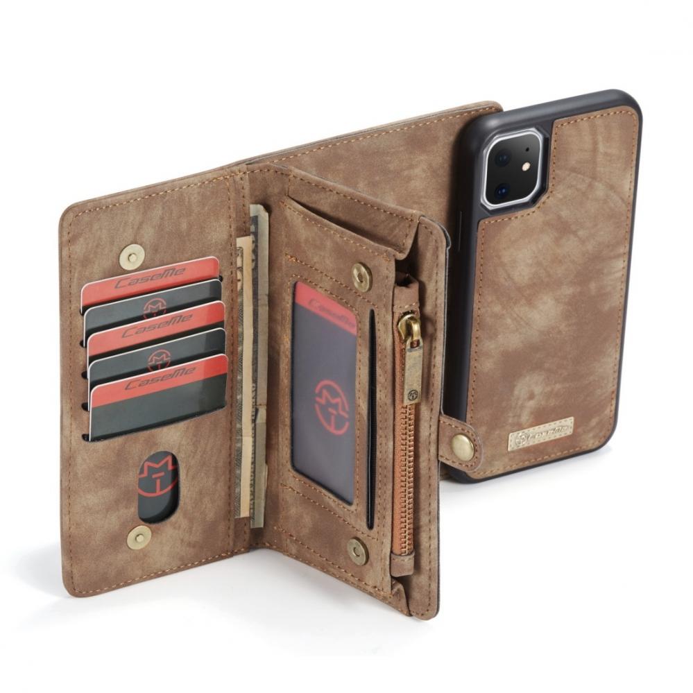  Plånboksfodral med magnetskal för iPhone 11 Brun - CaseMe