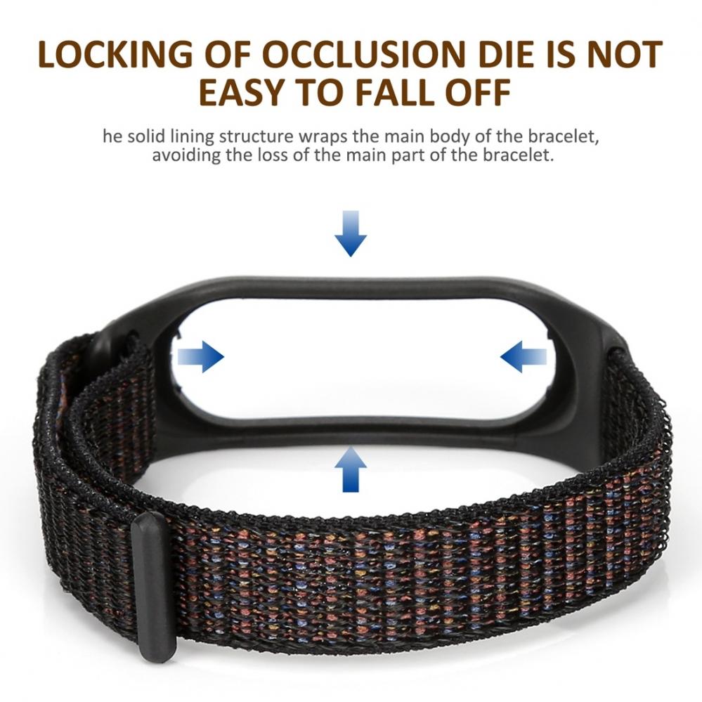 Armband Svart för Xiaomi Mi Band 3/ 4 med kardborreband