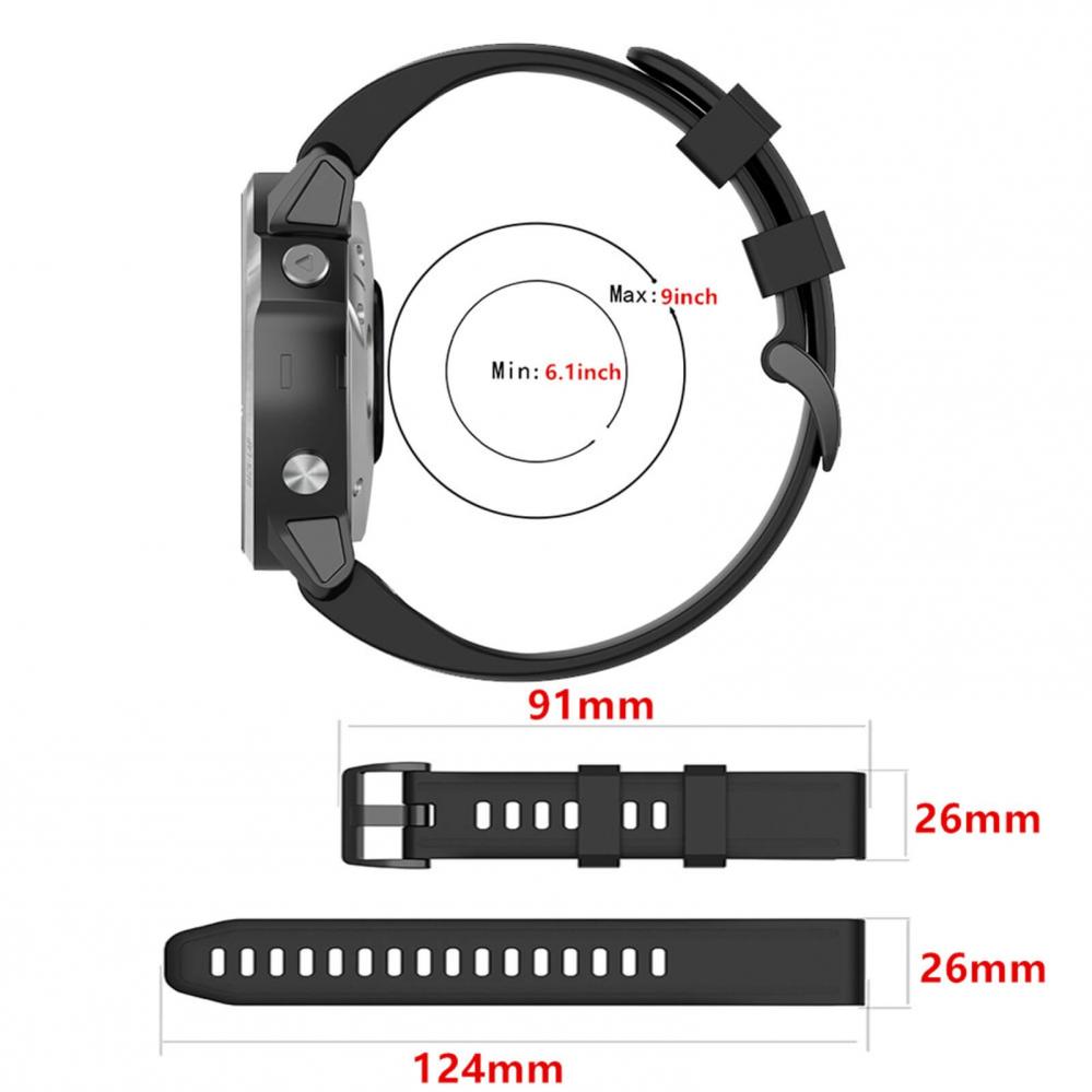  Silikonarmband Svart fr Garmin Fenix 5X/6X/7X 26mm