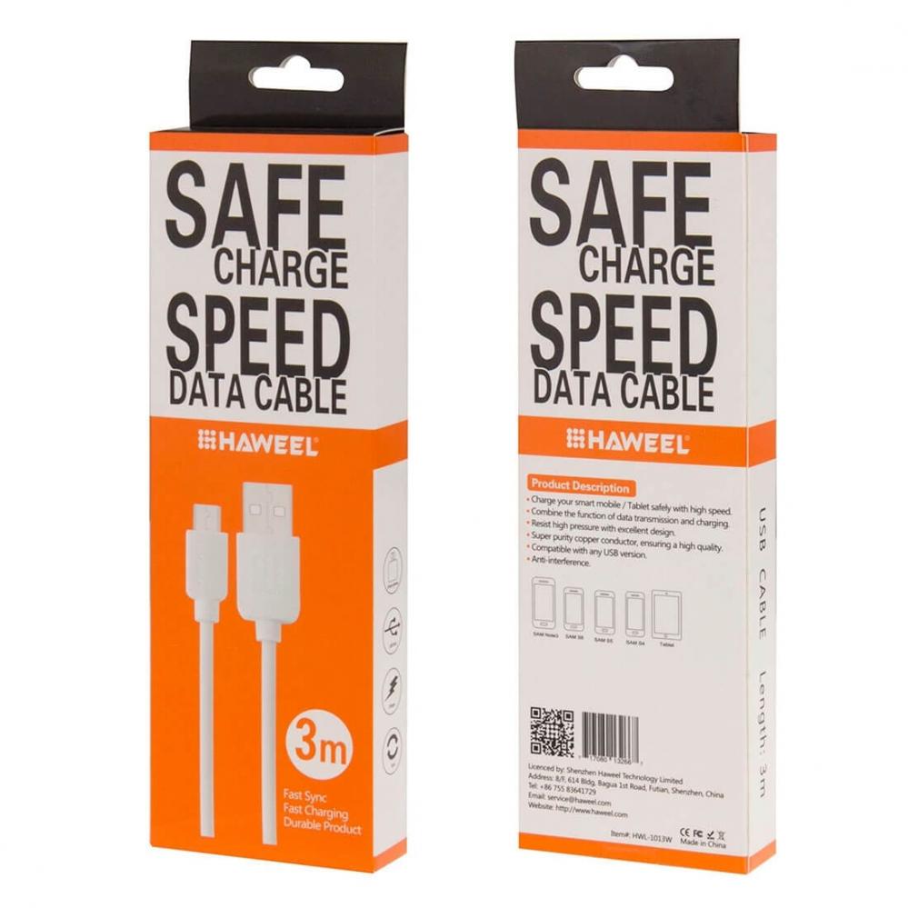 Micro USB till USB laddningskabel (3m) - Haweel