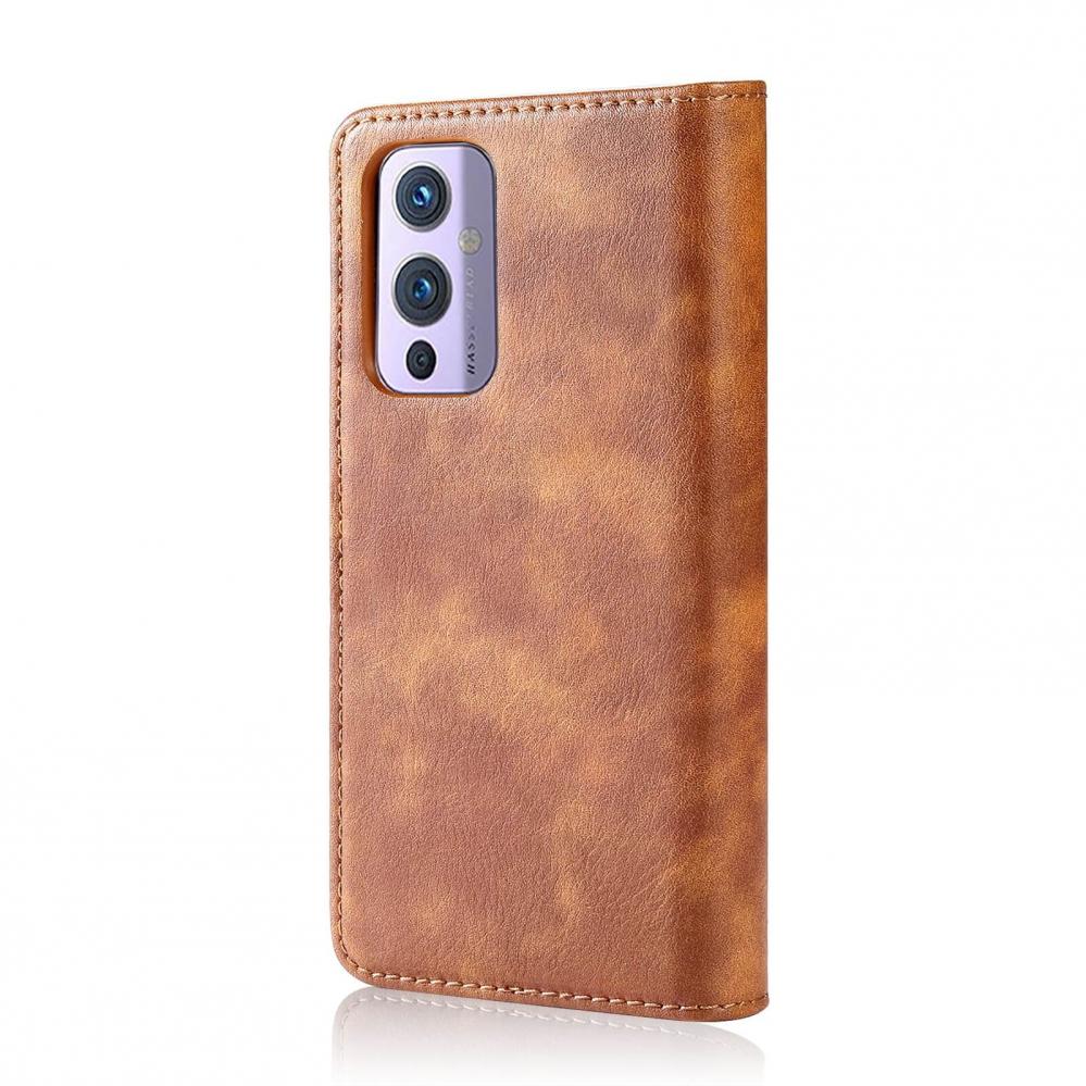 DG.MING Plånboksfodral med magnetskal för OnePlus 9 Brun
