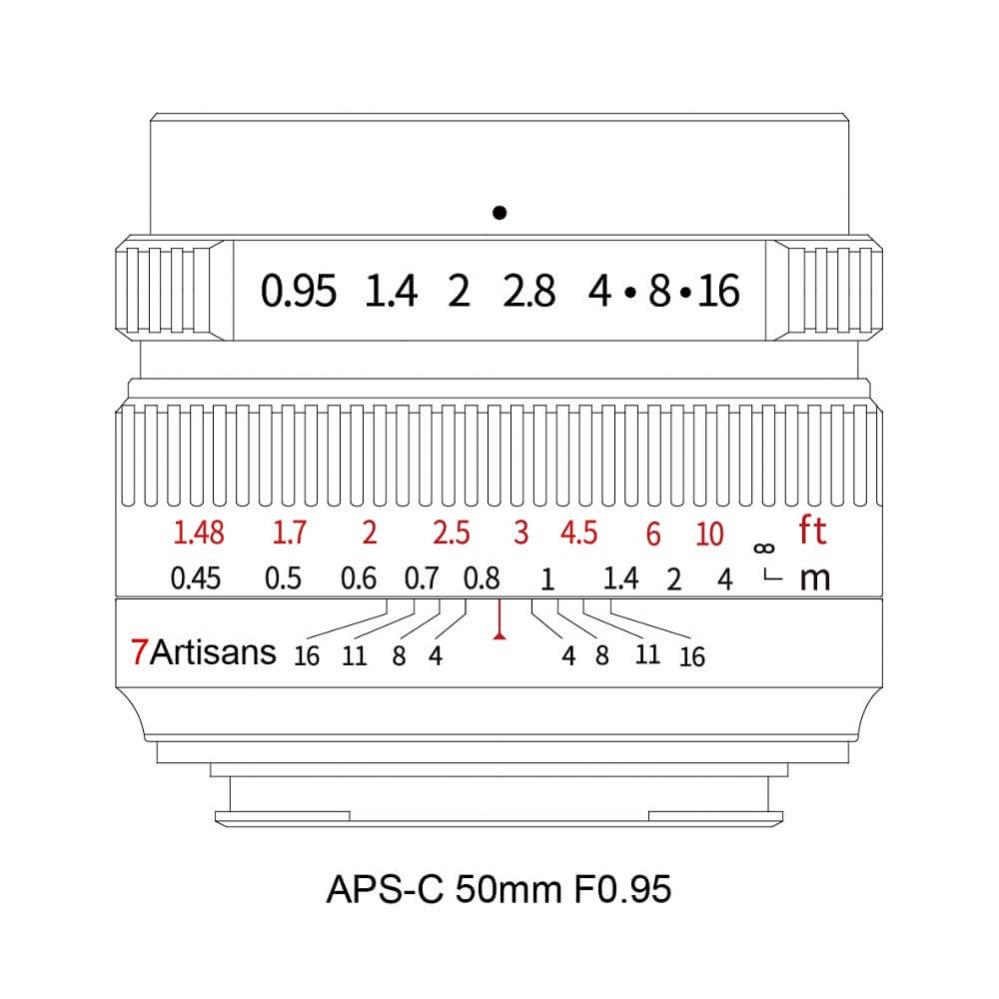  7Artisans 50mm f/0.95 Objektiv APS-C fr Canon EOS M