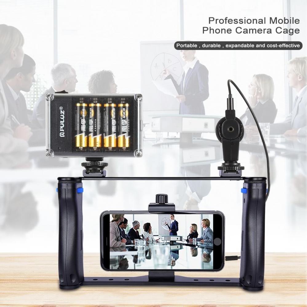 Videobur/Rig med 2st handtag för Smartphones - Puluz