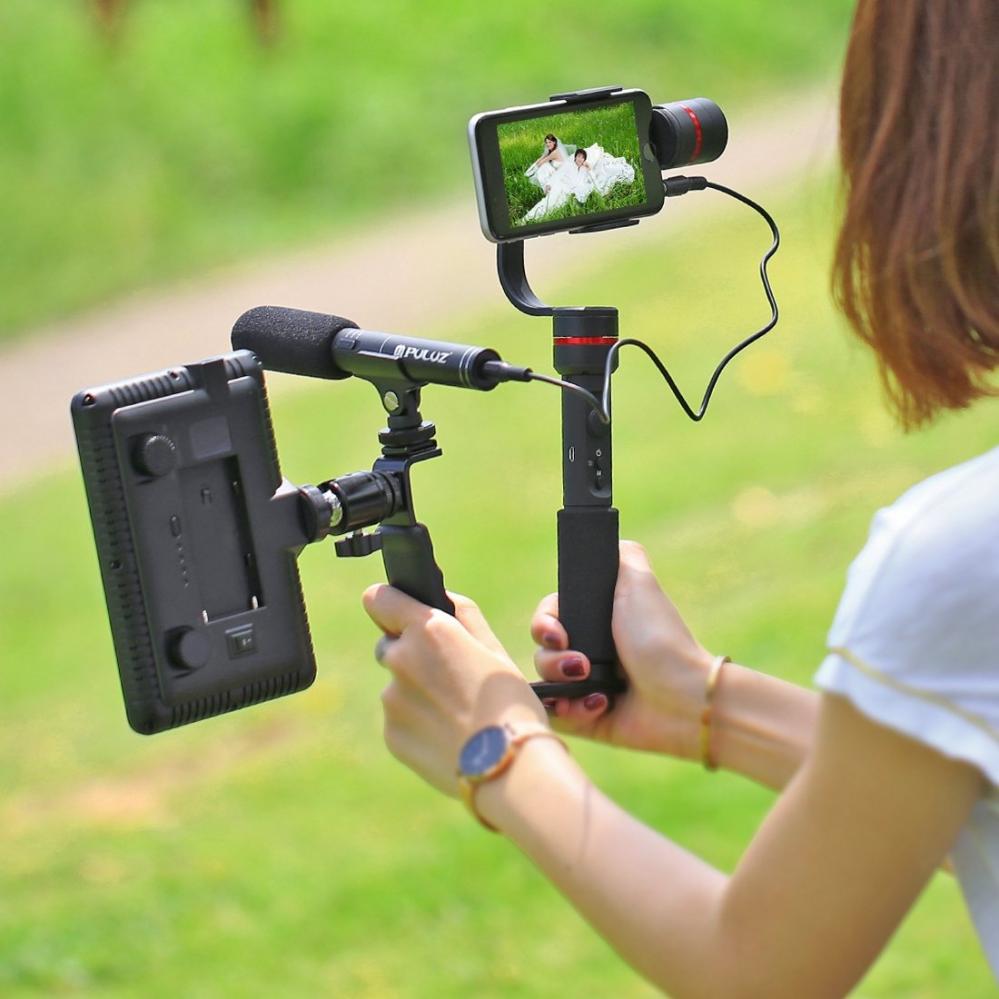 Puluz L-format Handgrepp med tillbehörsfästen för videolampa & DSLR