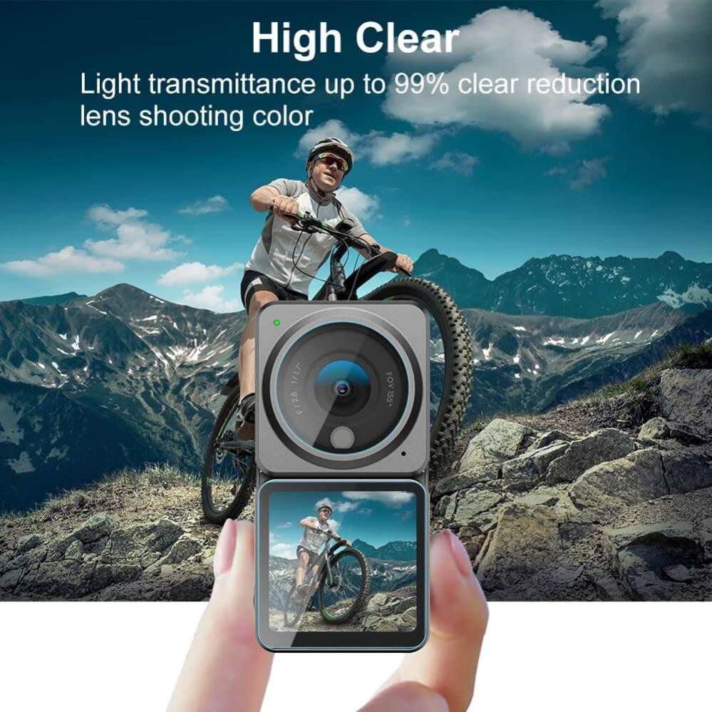 Puluz 3-i-1 Displayskydd 9H 2.5D härdat glas för DJI Action 2