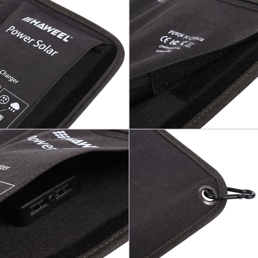  Vikbar Solcellspanel 21 Watt med 2x USB-utgngar - Haweel