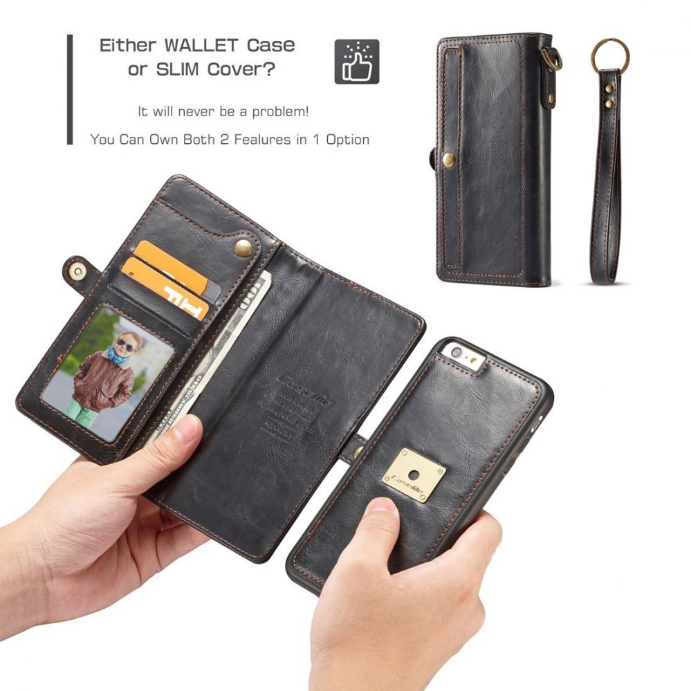  Plånboksfodral med magnetskal för iPhone 6/6S Svart - CaseMe