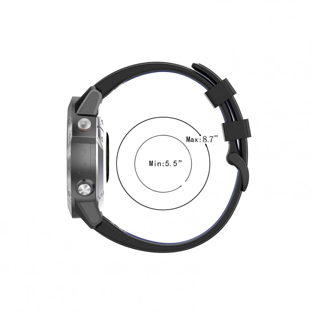 Silikonarmband 22mm Rosa & Svart för Garmin Fenix 5/5 Pro/6/6 Pro/7/Epix