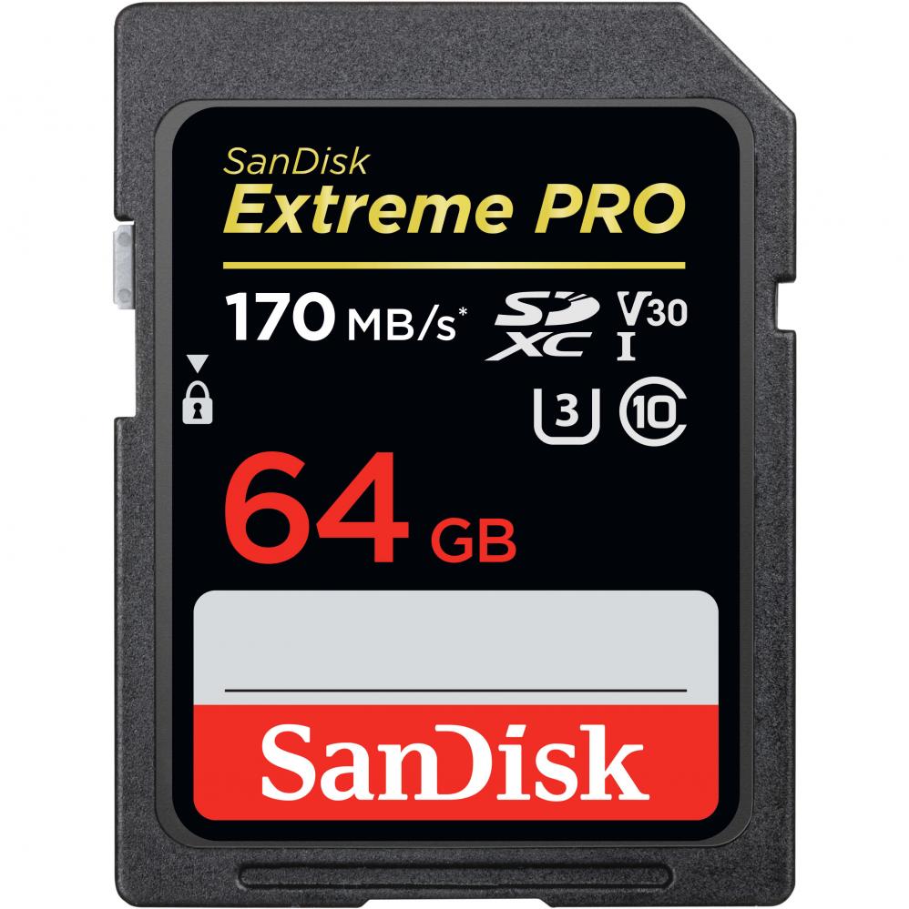 SanDisk Minneskort SDXC Extreme Pro 64GB 170MB/s UHS-I V30 U3 C10