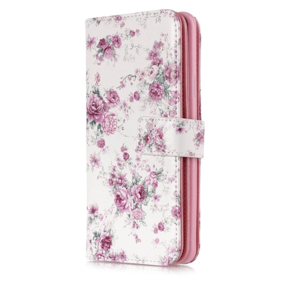 Plånboksfodral för Galaxy S9 Plus - Vit med lila rosor