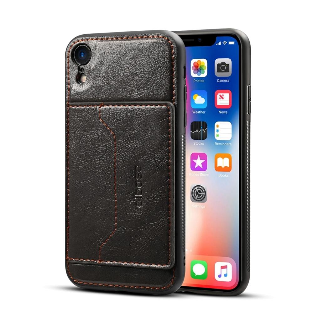 Dibase för iPhone XR - Skal med kortplats PU-läder Svart