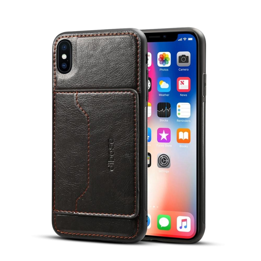 Dibase för iPhone XS Max- Skal med kortplats PU-läder Svart