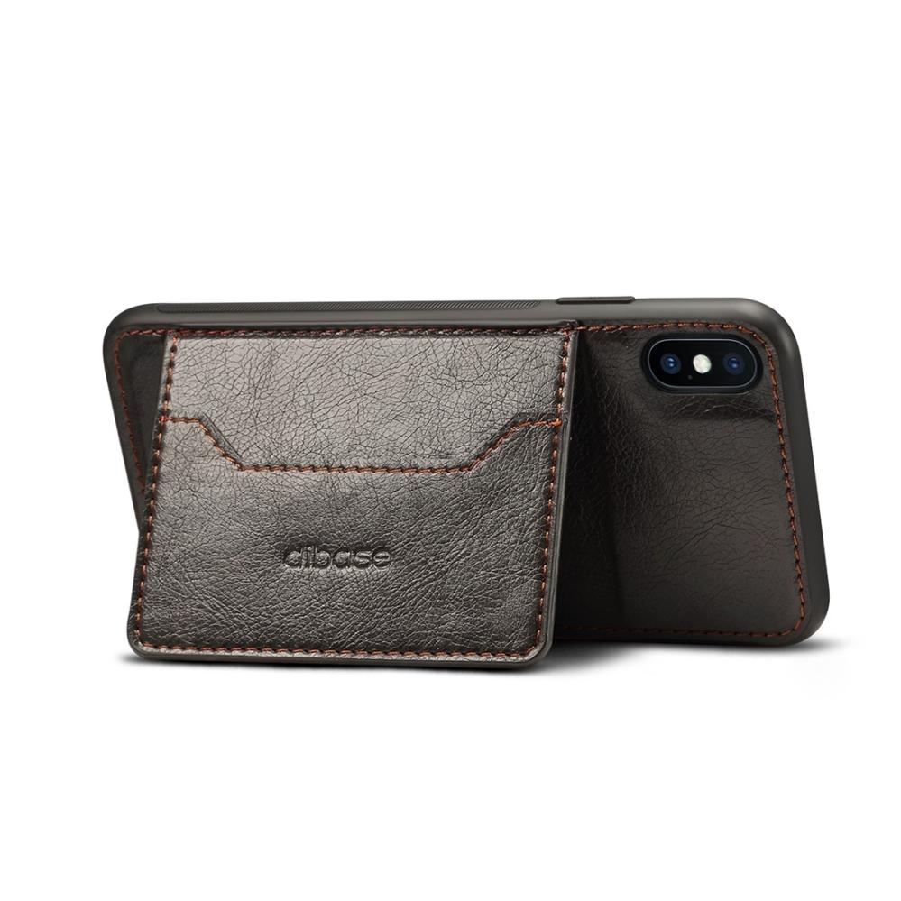 Dibase för iPhone XS Max- Skal med kortplats PU-läder Svart