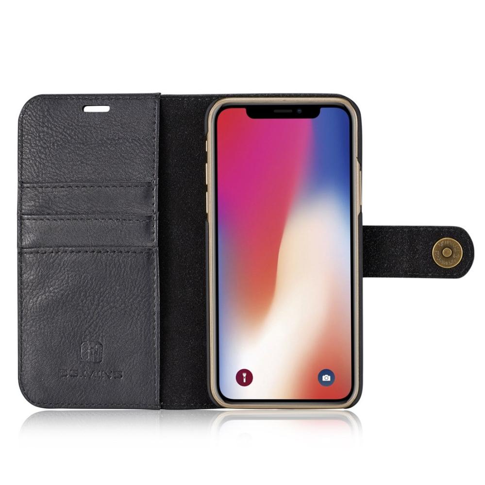 DG.MING Plånboksfodral med magnetskal för iPhone X / XS Svart