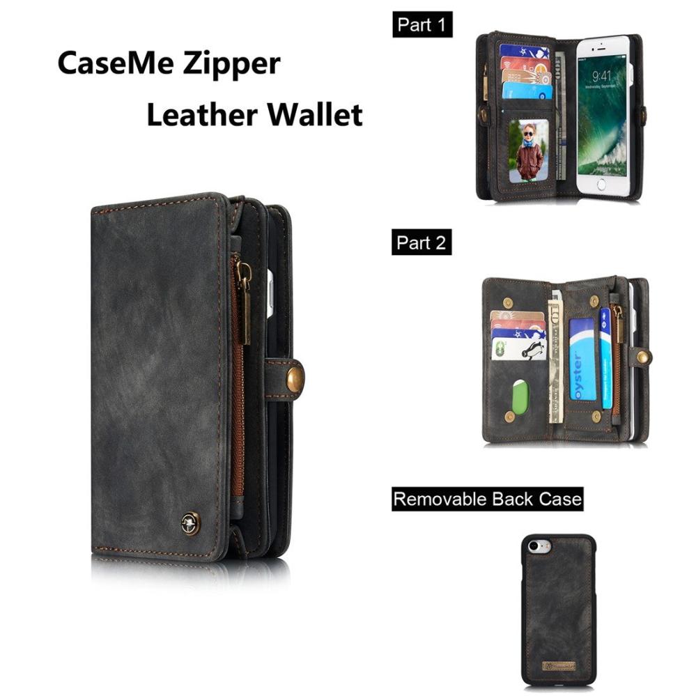 CaseMe Plånboksfodral med magnetskal för iPhone 7/8 Grå
