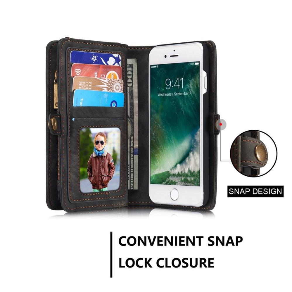CaseMe Plånboksfodral med magnetskal för iPhone 7/8 Grå