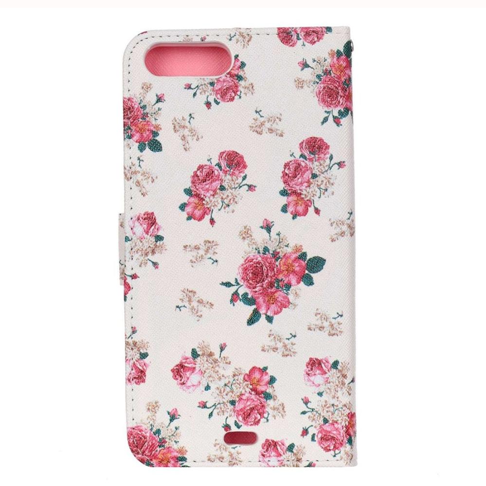 Plånboksfodral för iPhone 8P/7P - Vit med rosa blommor