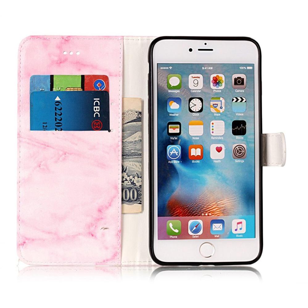 Plånboksfodral för iPhone 8P/7P - Rosa marmor