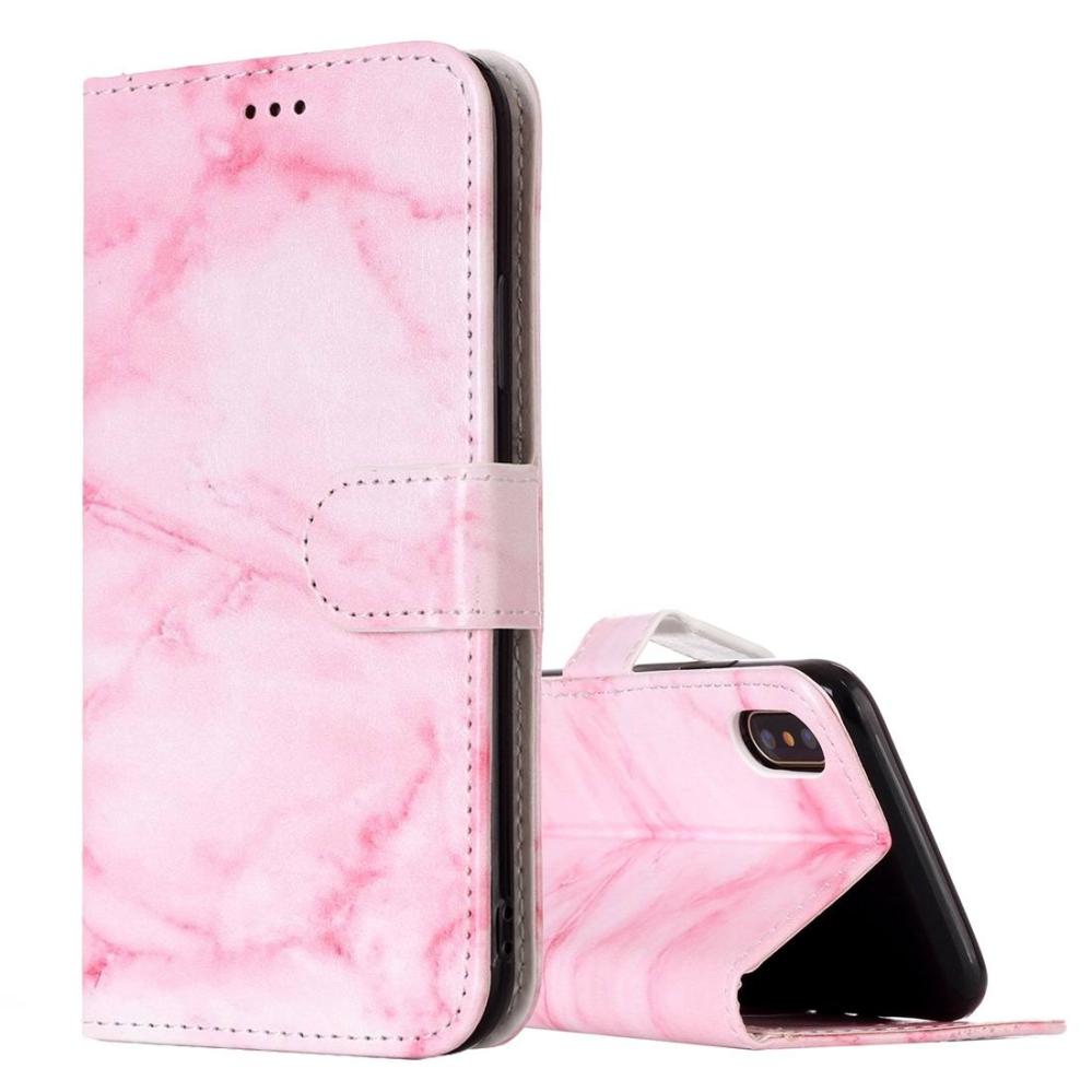 Plånboksfodral för iPhone X - Rosa marmor