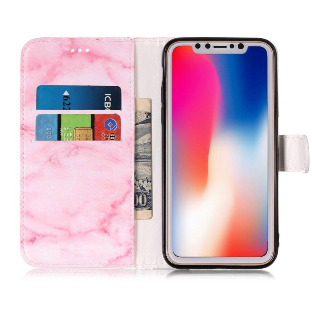 Plånboksfodral för iPhone X - Rosa marmor