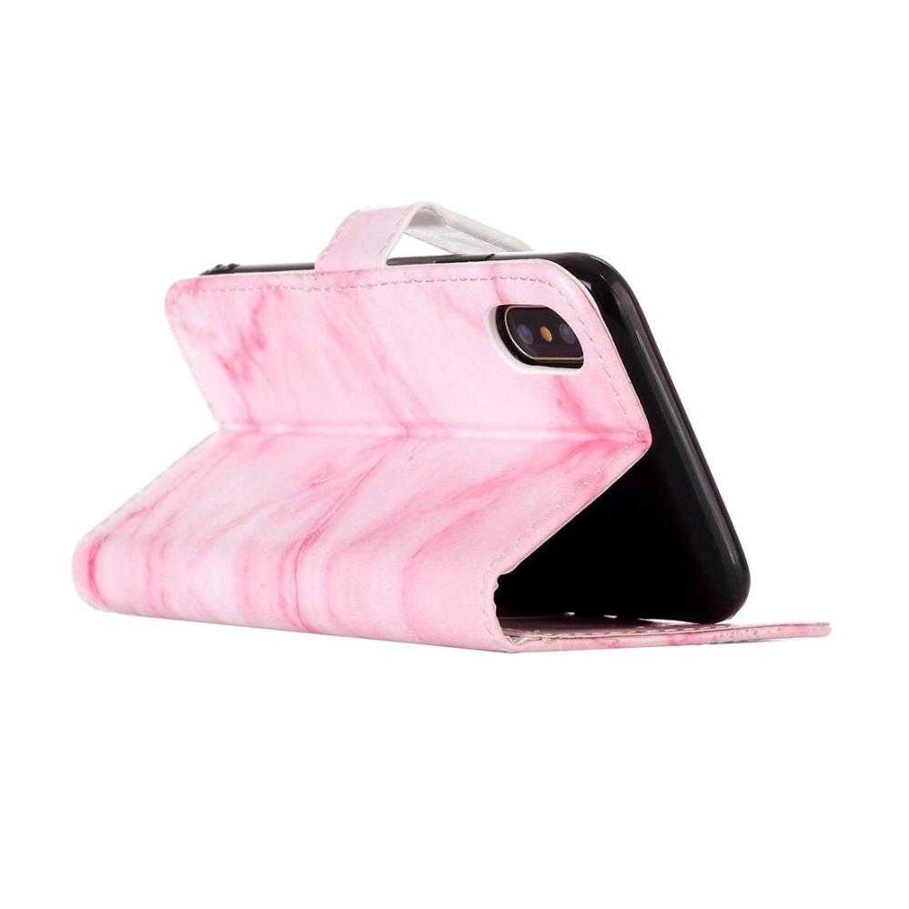Plånboksfodral för iPhone X - Rosa marmor