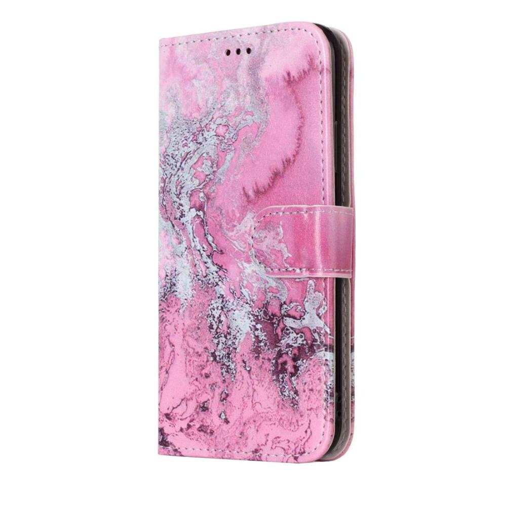 Plånboksfodral för iPhone X - Rosa vågmönster