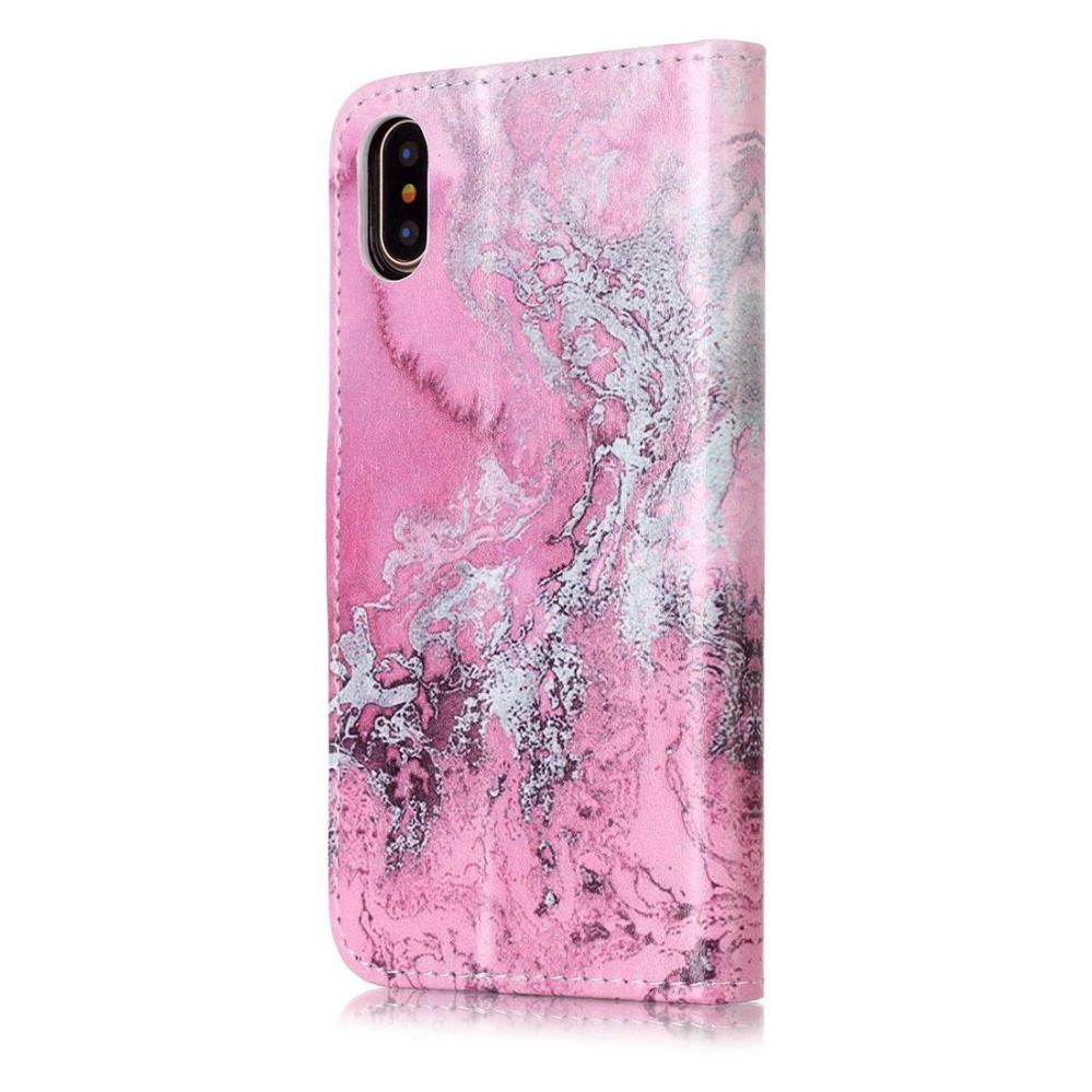 Plånboksfodral för iPhone X - Rosa vågmönster