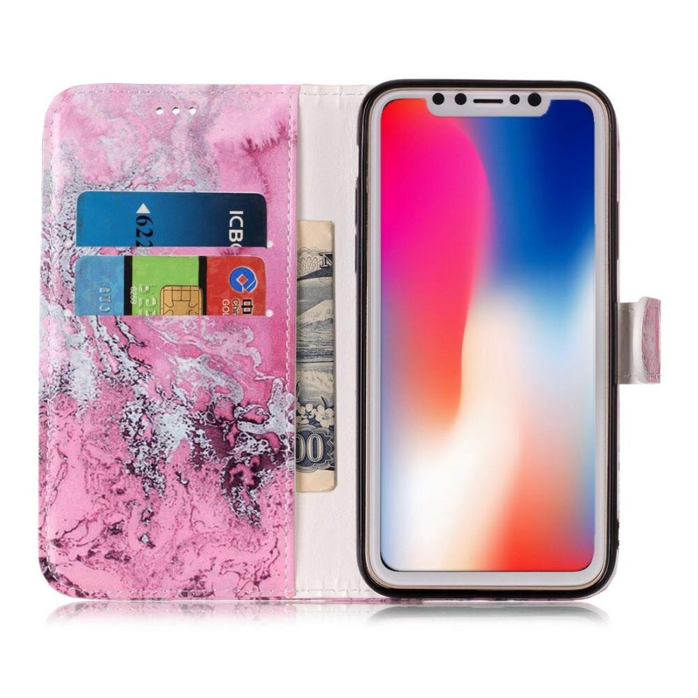 Plånboksfodral för iPhone X - Rosa vågmönster