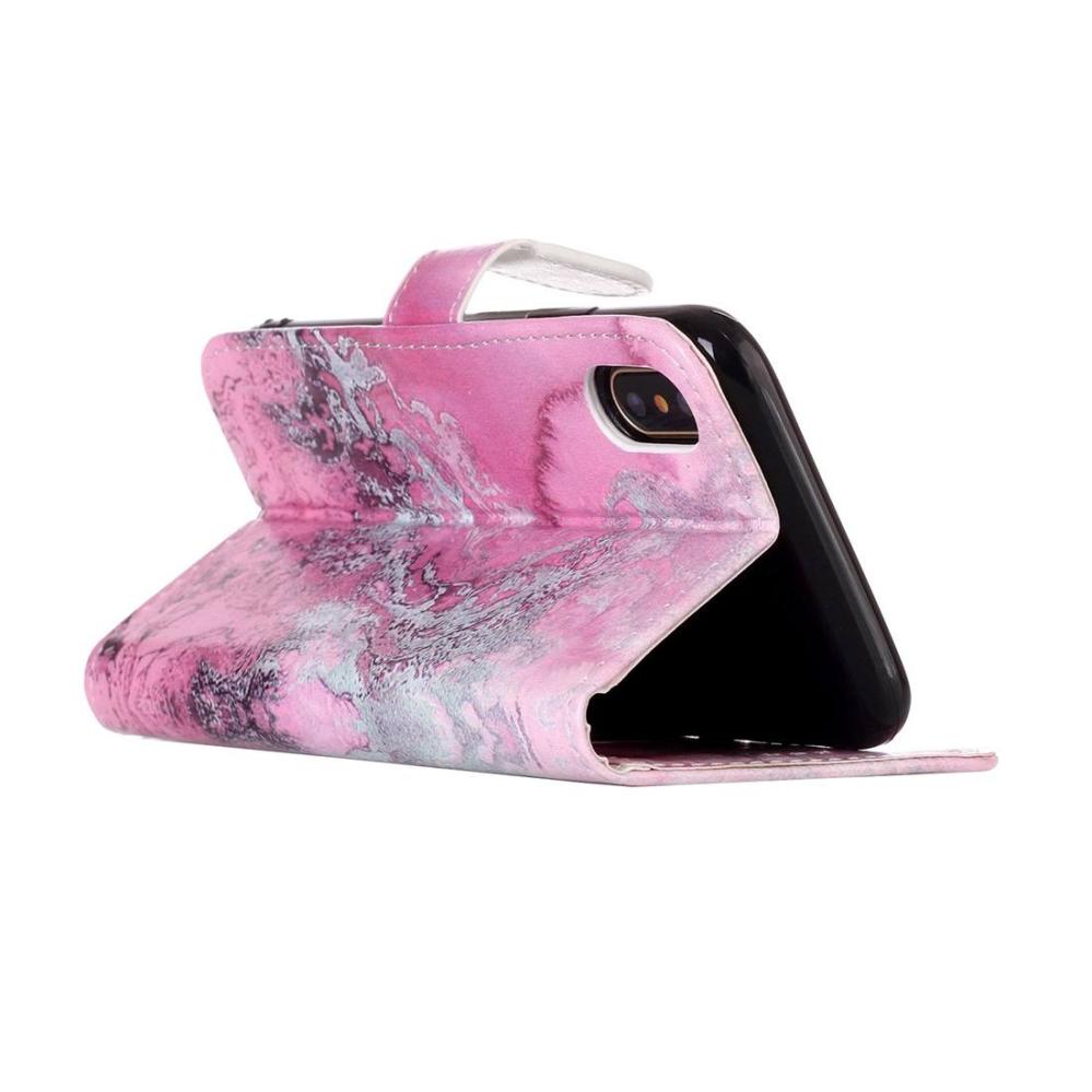 Plånboksfodral för iPhone X - Rosa vågmönster