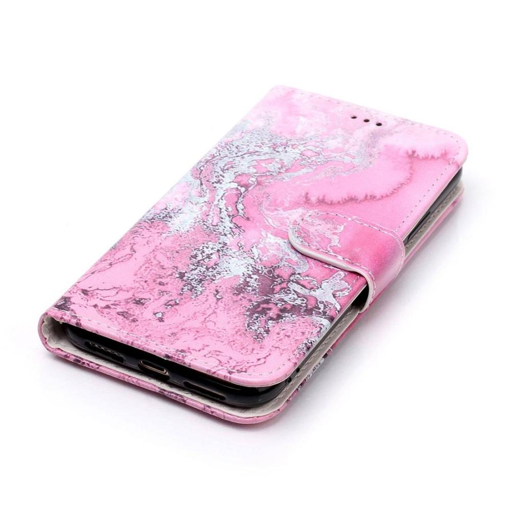 Plånboksfodral för iPhone X - Rosa vågmönster