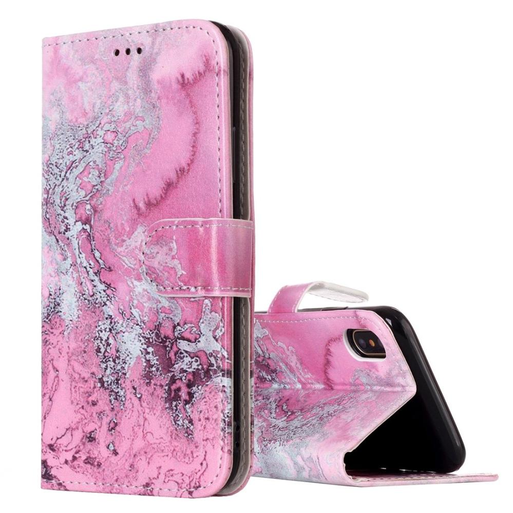 Plånboksfodral för iPhone X - Rosa vågmönster