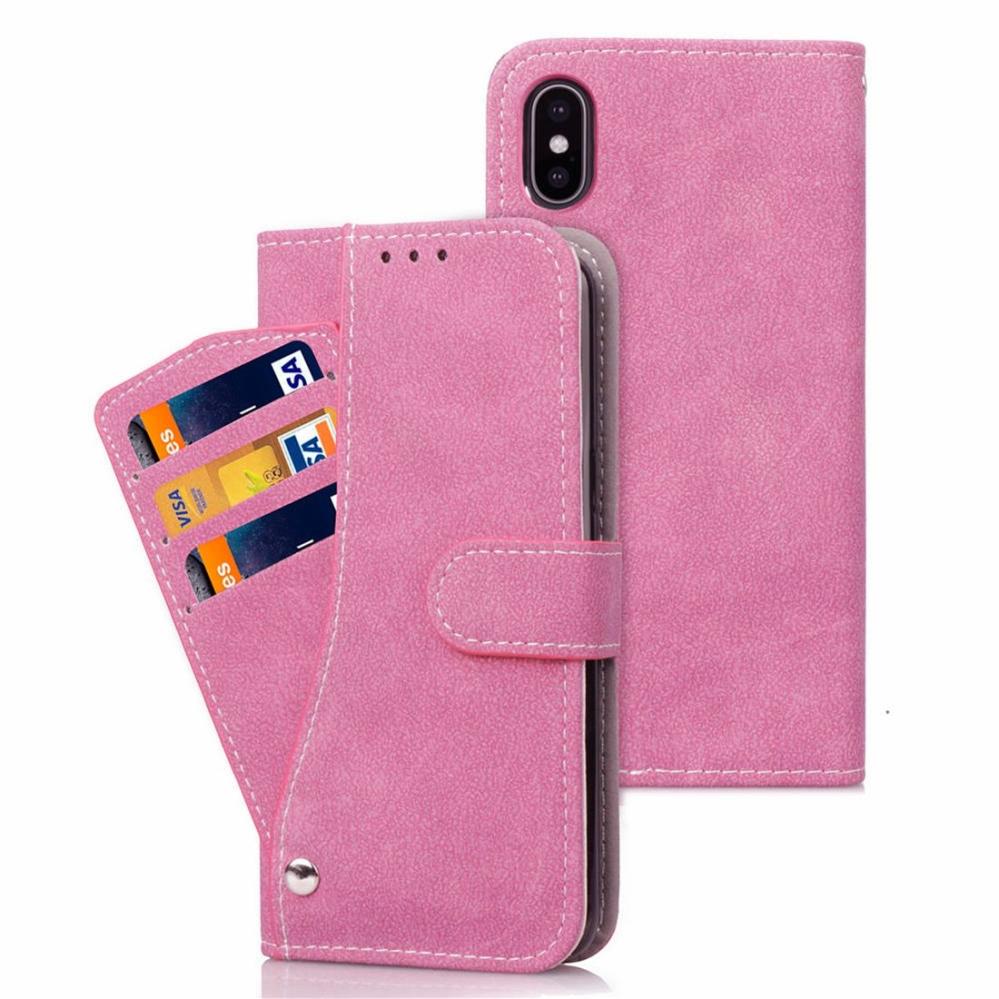 Plånboksfodral rosa för iPhone X/XS - Med kortplatser och sedelfack