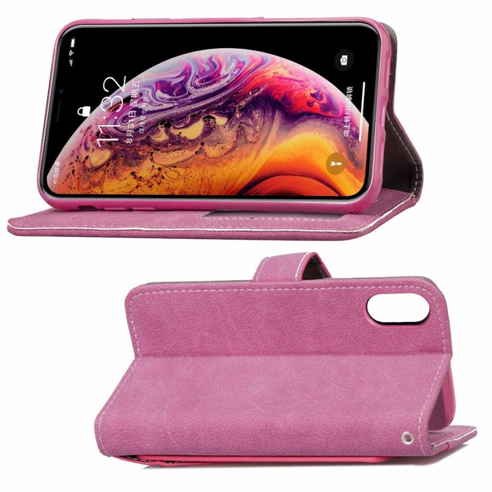Plånboksfodral rosa för iPhone X/XS - Med kortplatser och sedelfack