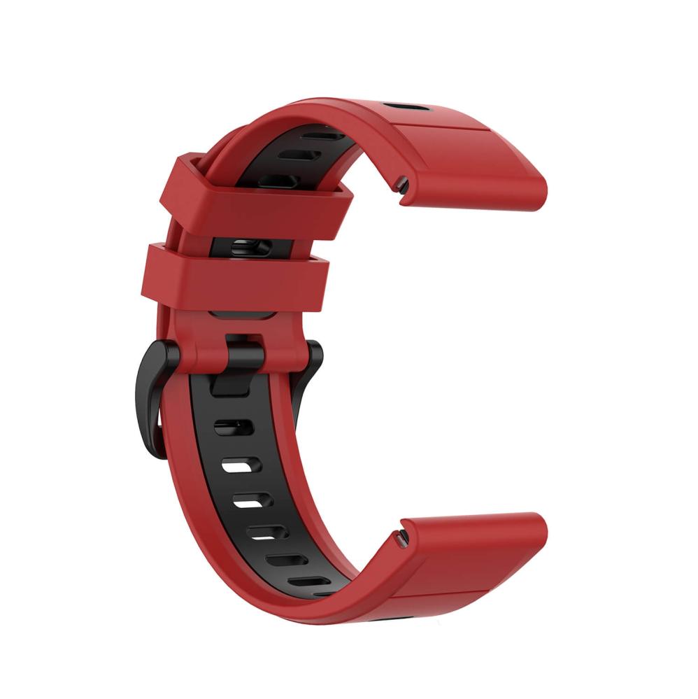 Tvåfärgat silikonarmband 22m Röd & Svart för Garmin Fenix 5/5Pro/6/6Pro/7