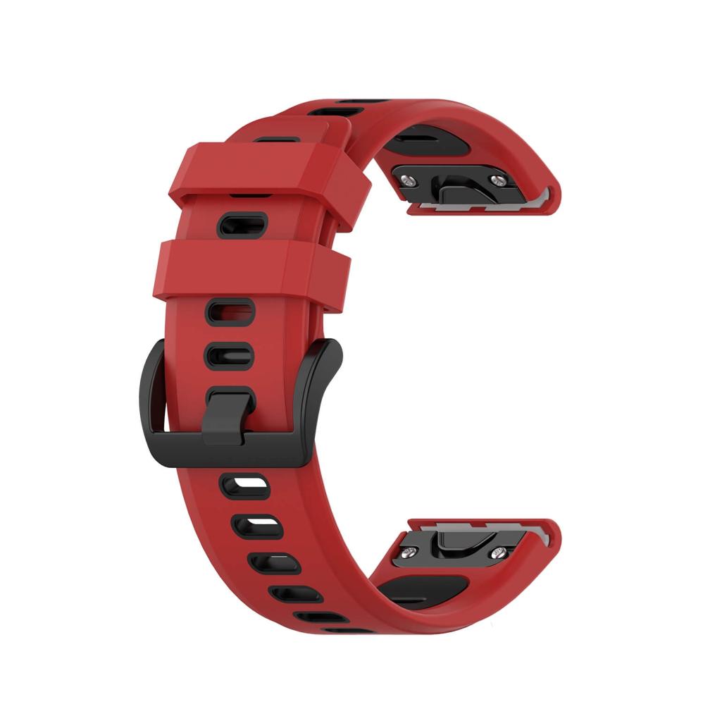 Tvåfärgat silikonarmband 22m Röd & Svart för Garmin Fenix 5/5Pro/6/6Pro/7