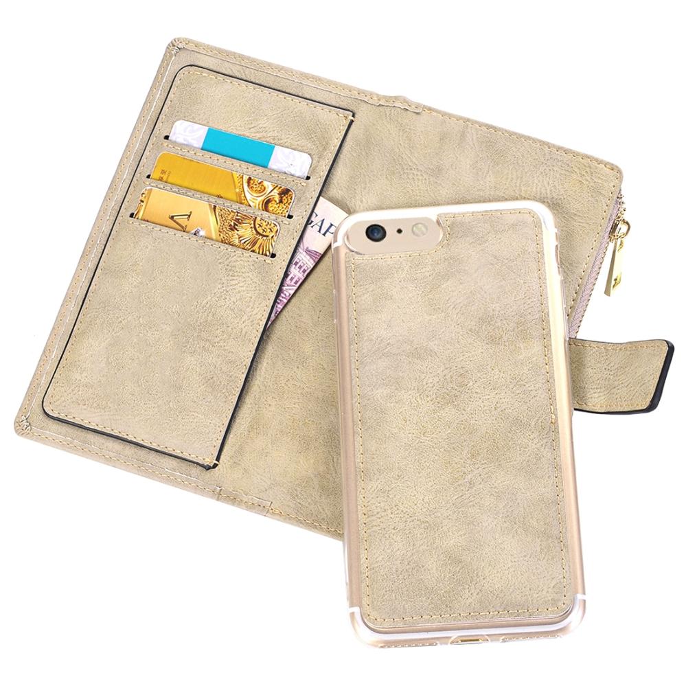 Plånboksfodral för iPhone 6/6s Vit/Beige - Retrostyle med magnetskal PU-läder