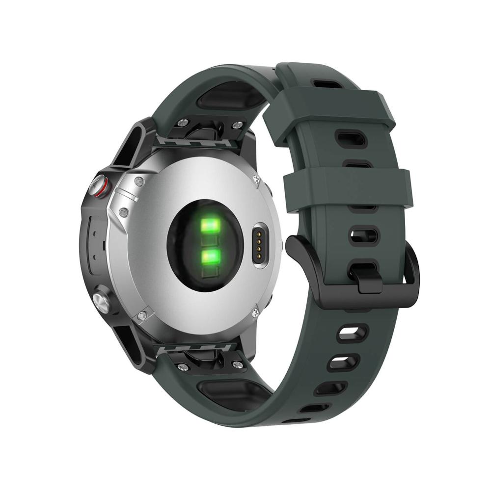 Silikonarmband 22mm Grön & Svart för Garmin Fenix 5/5 Pro/6/6 Pro/7/Epix