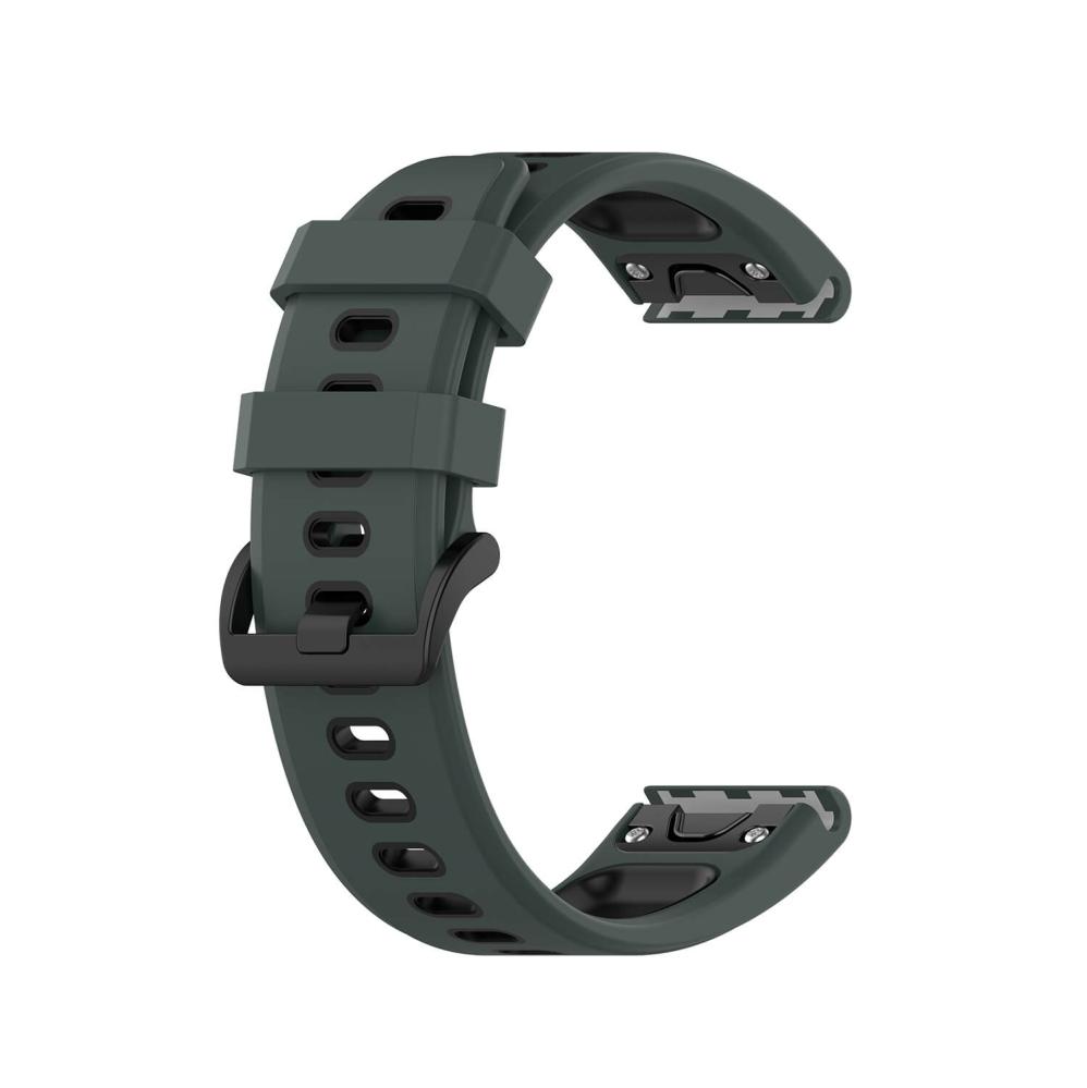 Silikonarmband 22mm Grön & Svart för Garmin Fenix 5/5 Pro/6/6 Pro/7/Epix