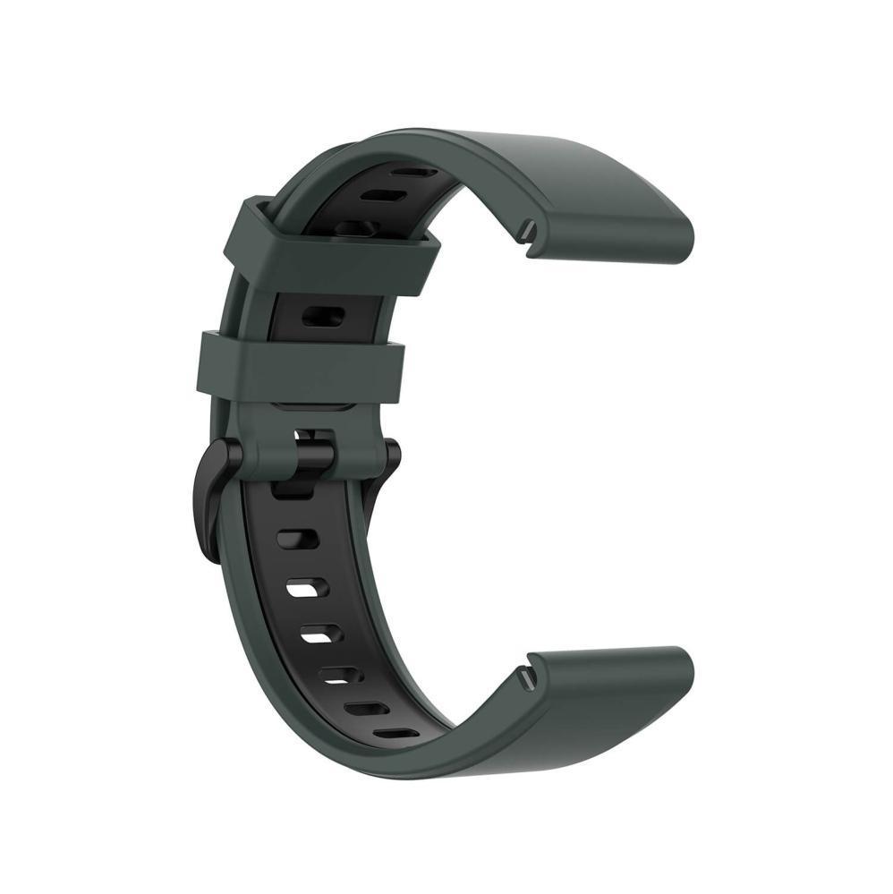 Silikonarmband 22mm Grön & Svart för Garmin Fenix 5/5 Pro/6/6 Pro/7/Epix