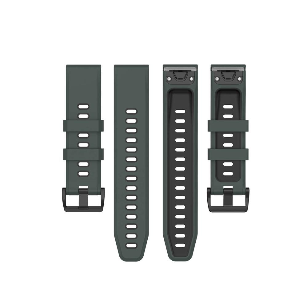 Silikonarmband 22mm Grön & Svart för Garmin Fenix 5/5 Pro/6/6 Pro/7/Epix