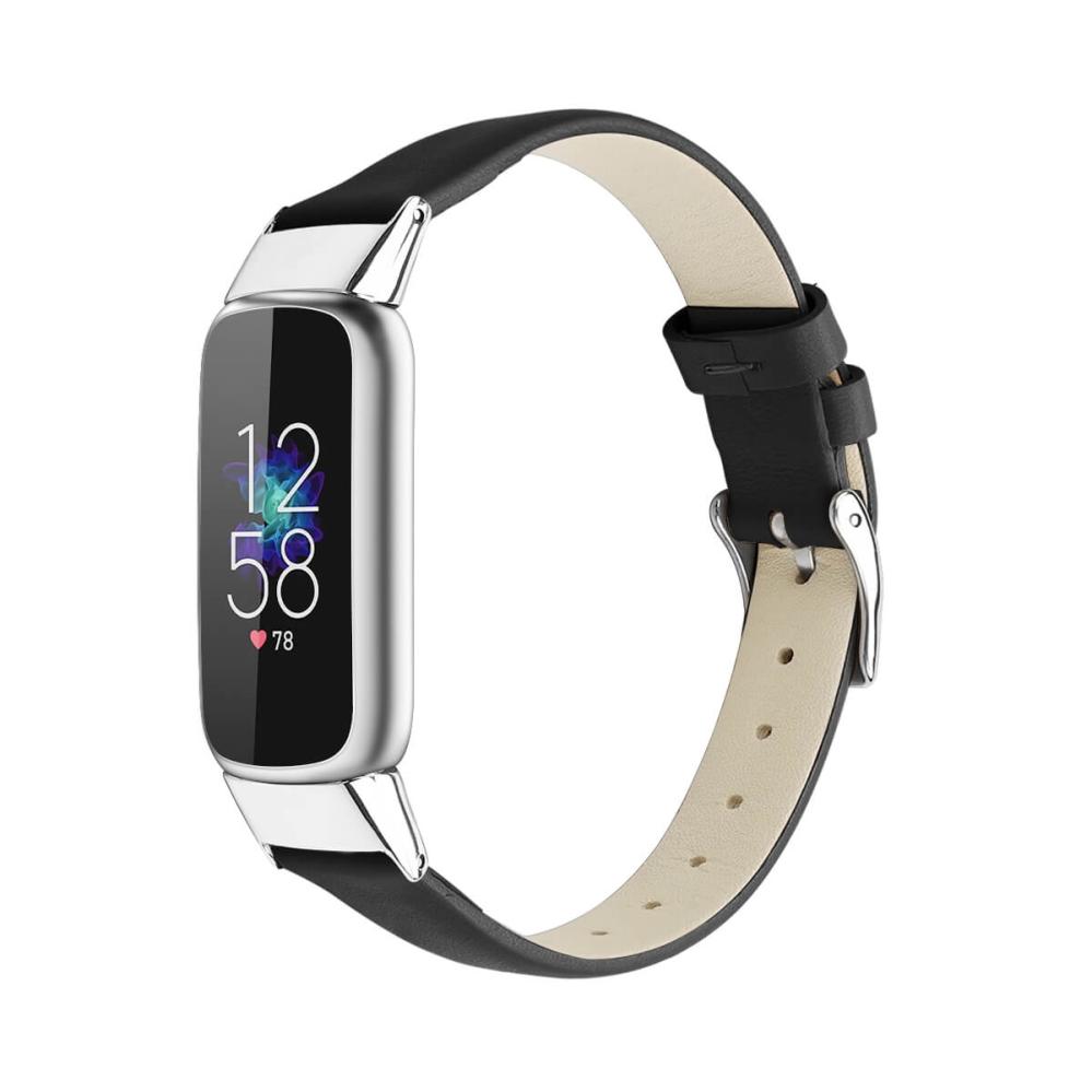Läderarmband Svart för Fitbit Luxe 135-200mm