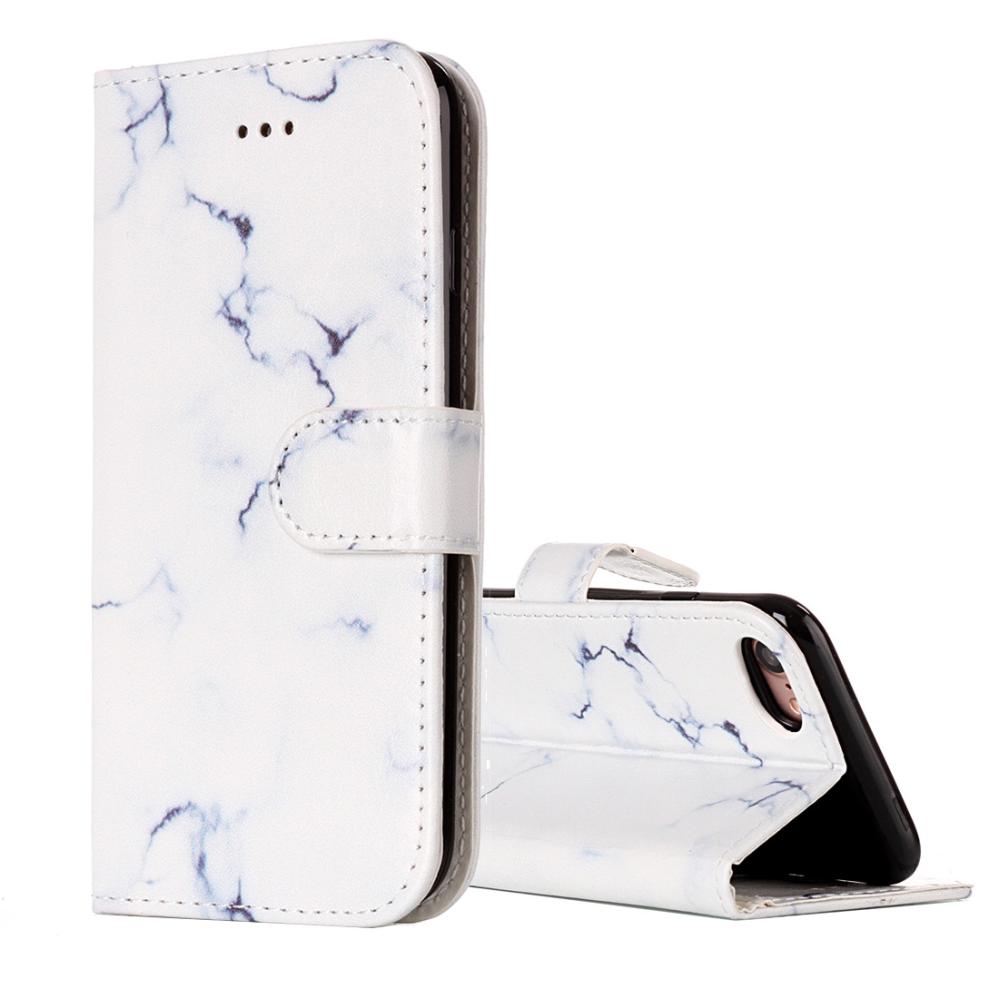 Plånboksfodral för iPhone 7 & 8 - Konstläder marmor Vit