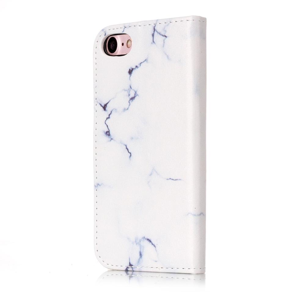 Plånboksfodral för iPhone 7 & 8 - Konstläder marmor Vit