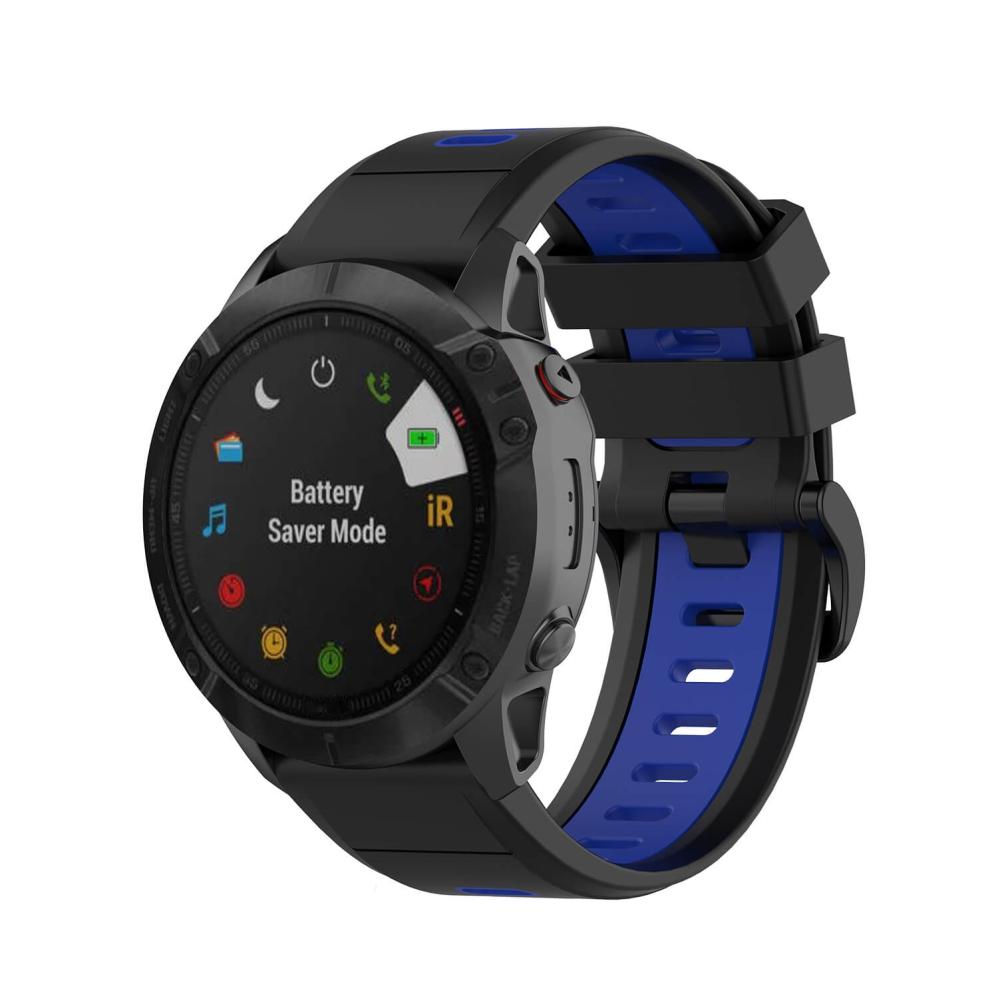 Tvåfärgat silikonarmband Blå & Grå för Garmin Fenix 5/5Pro/6/6Pro/7