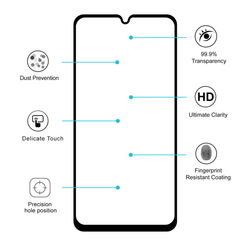 Skärmskydd med Svart ram för Motorola Moto G8 Plus av härdat glas