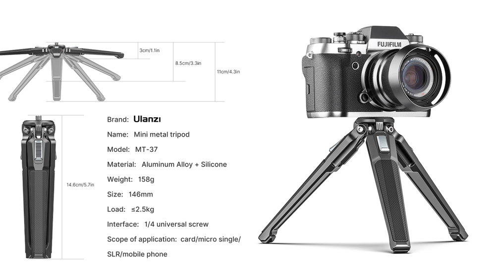Ulanzi MT-37 Ministativ av aluminium 14.6cm