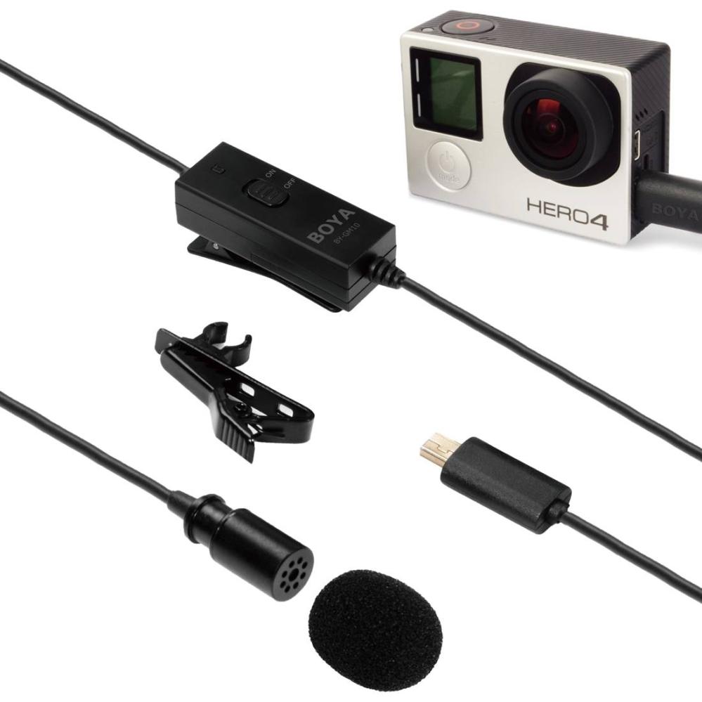 Boya Lavaliermikrofon med med klämma för GoPro
